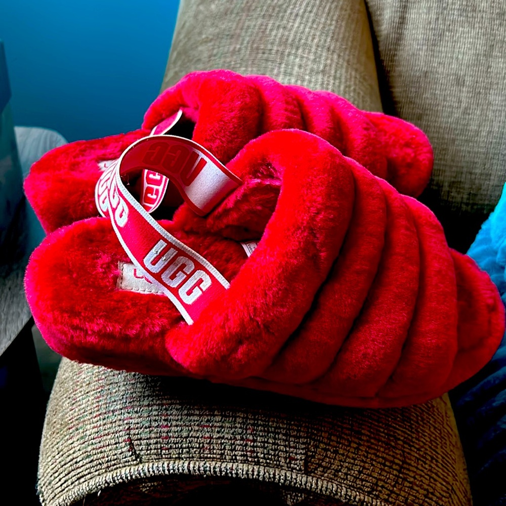UGG red slippers in a size 8